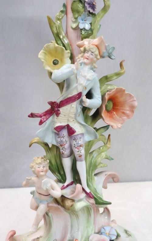 PAIR OF GERMAN SAXONY PORCELAIN CANDLESTICKS - ADDITIONAL PHOTO 11