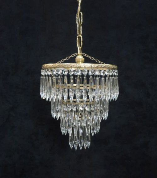 Italian Art Deco Four Tier Crystal Glass Chandelier