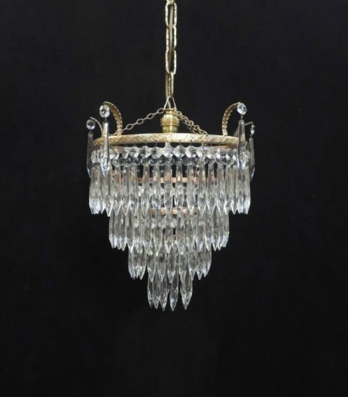 Italian Art Deco Four Tier Crystal Glass Chandelier