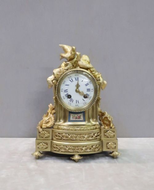 French Napoleon III Bronze Gilt Mantel Clock by Japy Freres