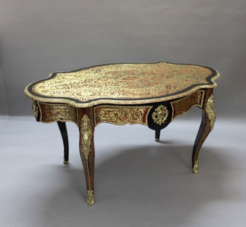 French Napoleon III Louis Xv Style Boulle Bureau Plat