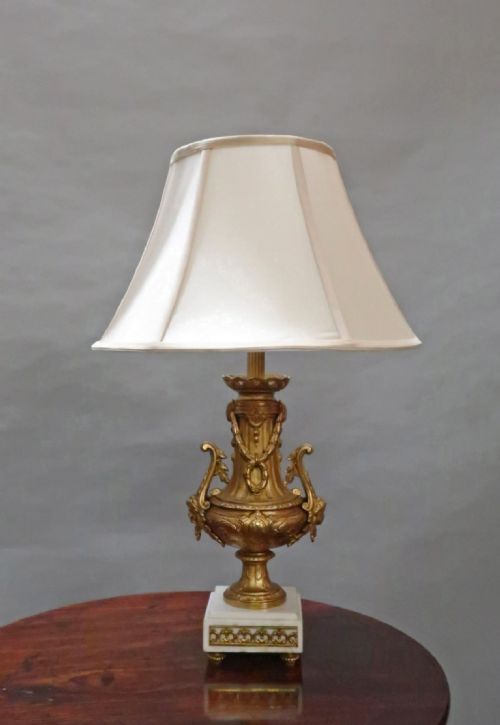 French Louis Xv Style Gilt and Marble Table Lamp