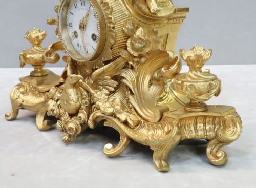 fig 1. French Napoleon III Bronze Gilt Mantel Clock by Raingo Freres