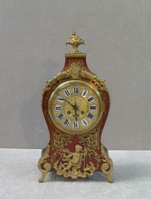 French Louis Xv Style Boulle Mantel Clock by Samuel Marti