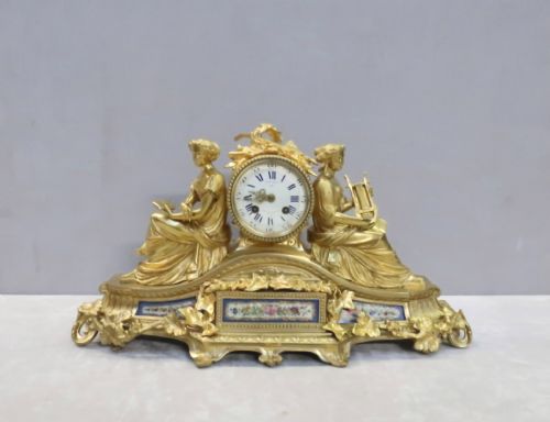 French Napoleon III Bronze Gilt Mantel Clock by Miroy Freres