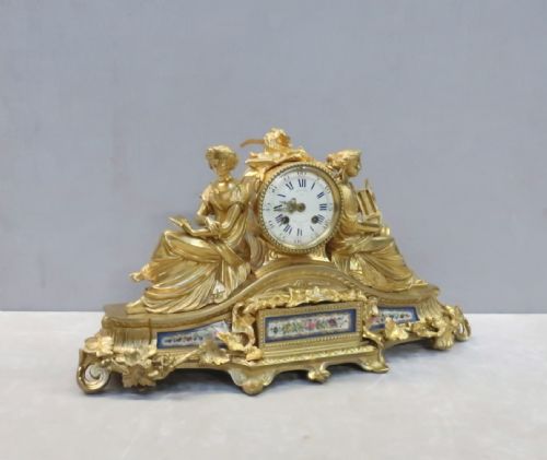 fig 1. French Napoleon III Bronze Gilt Mantel Clock by Miroy Freres