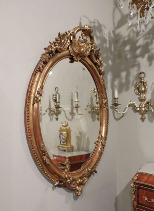 Victorian Giltwood Oval Wall Mirror