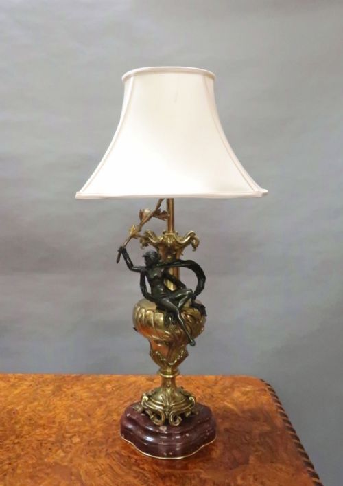 fig 1. IMPRESSIVE PAIR OF FRENCH BELLE EPOQUE BRONZE AND GILT TABLE LAMPS