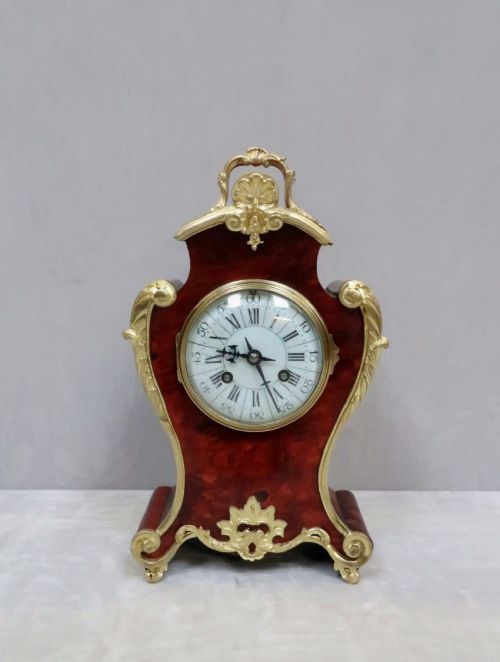 fig 1. FRENCH LOUIS XV STYLE TORTOISE SHELL MANTEL CLOCK BY SAMUEL MARTI