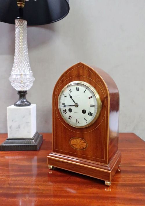 French Belle Epoque Mahogany Mantel Clock