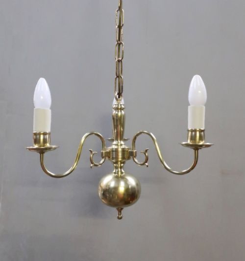 Dutch Style Brass Chandelier - Two Available