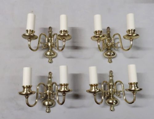 Four Dutch Style Brass Wall Lights