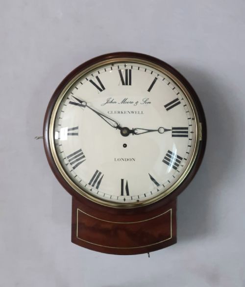 George III Mahogany Drop Dial Wall Clock by John Moore & Son