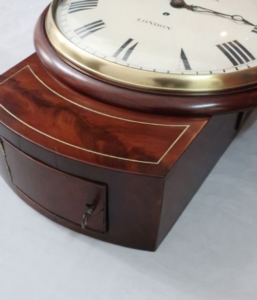 fig 1. GEORGE III MAHOGANY DROP DIAL WALL CLOCK BY JOHN MOORE & SON