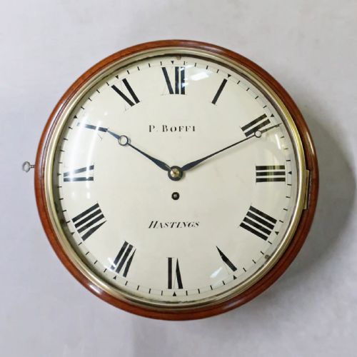 George III Mahogany Dial Wall Clock Signed Boffi