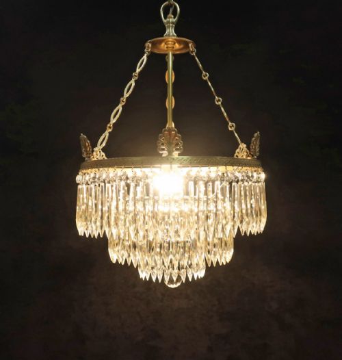 fig 1. EDWARDIAN EMPIRE STYLE CRYSTAL GLASS  CHANDELIER BY OSLER