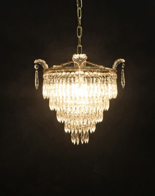 fig 1. ITALIAN ART DECO FIVE TIER CRYSTAL GLASS CHANDELIER
