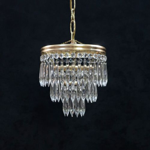 Italian Art Deco Three Tier Crystal Glass Chandelier