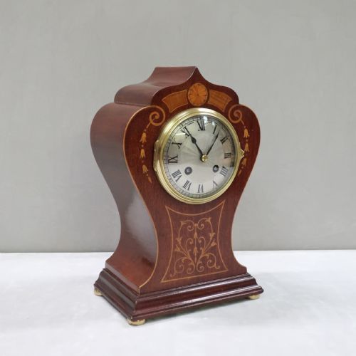 French Art Nouveau Mahogany Mantel Clock by Samuel Marti