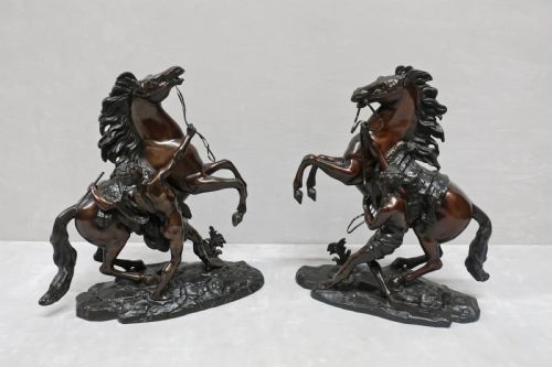 fig 1. PAIR OF BRONZE MARLY HORSE SCULPTURES AFTER COUSTOU 