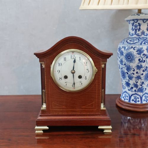 French Edwardian Mahogany Antique Mantel Clock