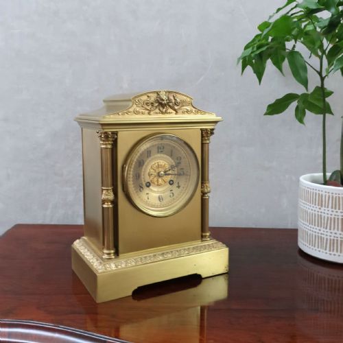 French Victorian Brass Mantel Clock