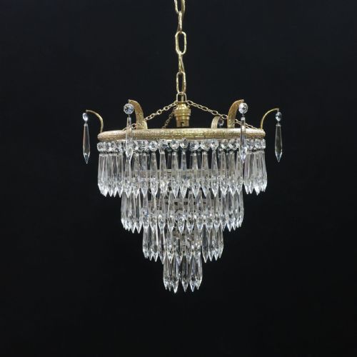 Italian Art Deco Four Tier Crystal Glass Chandelier
