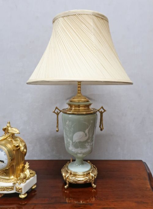 French Pate Sur Pate Chinoiserie Style Table Lamp