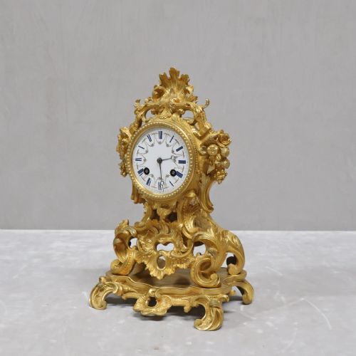 fig 2. FRENCH BRONZE GILT ROCOCO STYLE MANTEL CLOCK