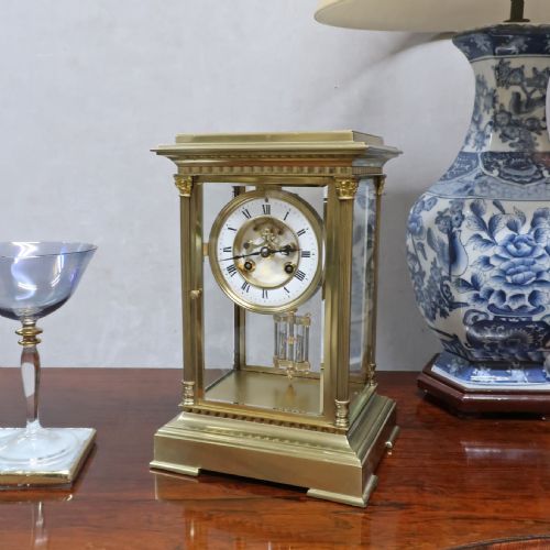 French Four Glass Mantel Clock by Samuel Marti