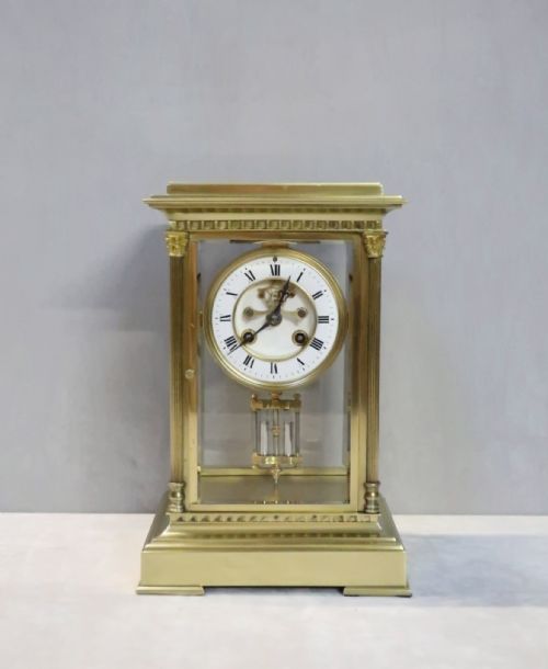 fig 1. FRENCH FOUR GLASS MANTEL CLOCK BY SAMUEL MARTI