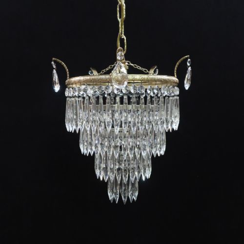 Italian Art Deco Four Tier Crystal Glass Chandelier
