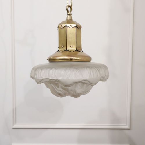 Art Deco Frosted Glass Pendant Ceiling Light
