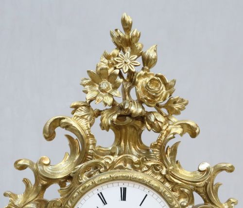 fig 2. FRENCH BRONZE GILT ROCOCO STYLE MANTEL CLOCK BY VINCENTI