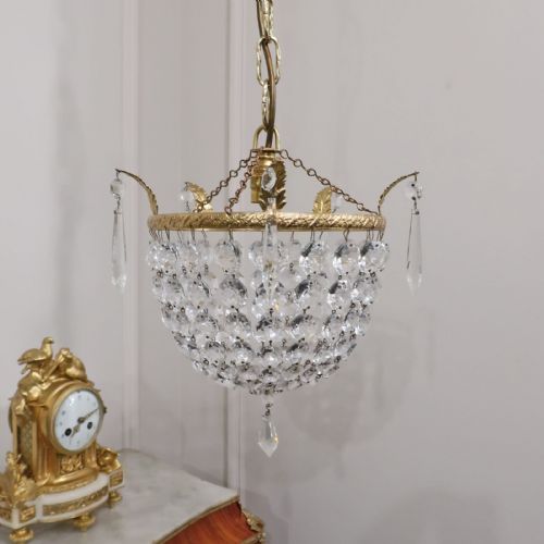 fig 1. PAIR OF ITALIAN ART DECO CRYSTAL GLASS PENDANT CEILING LIGHTS