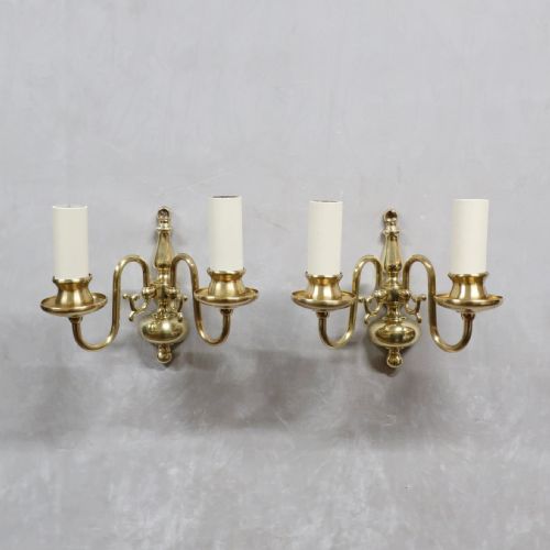 Pair of Dutch Style Brass Wall Lights