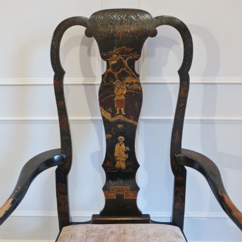 fig 2. Victorian Chinoiserie Queen Anne Style Armchair