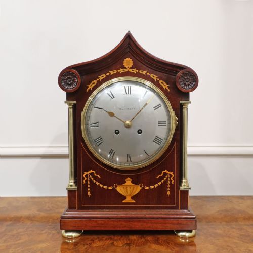 fig 1. French Mahogany and Marquetry Mantel Clock by Vincenti