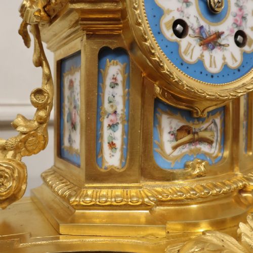 fig 3. French Louis XVI Style Bronze Gilt Mantel Clock by Hausburg