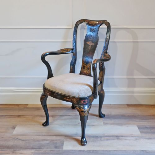 fig 1. Georgian Queen Anne Style Chinoiserie Armchair