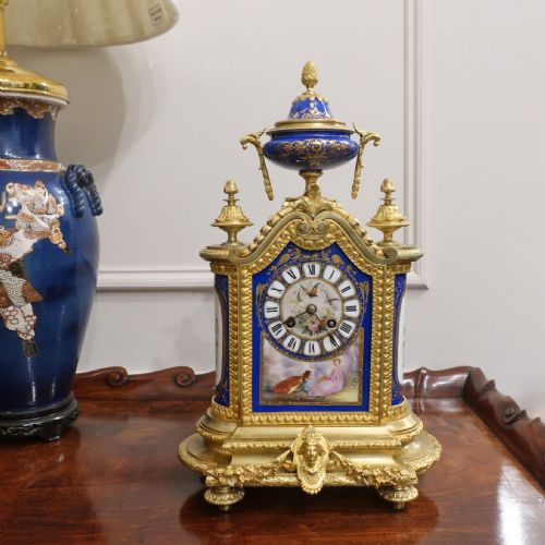fig 1. French Bronze Gilt & Porcelain Mantel Clock by Japy Freres