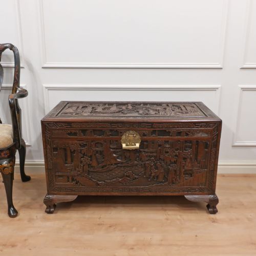 fig 1. Oriental Teak & Camphor Wood Carved Chest