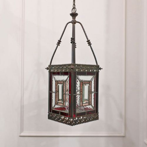 Victorian Bronze & Stained Glass Hall Lantern