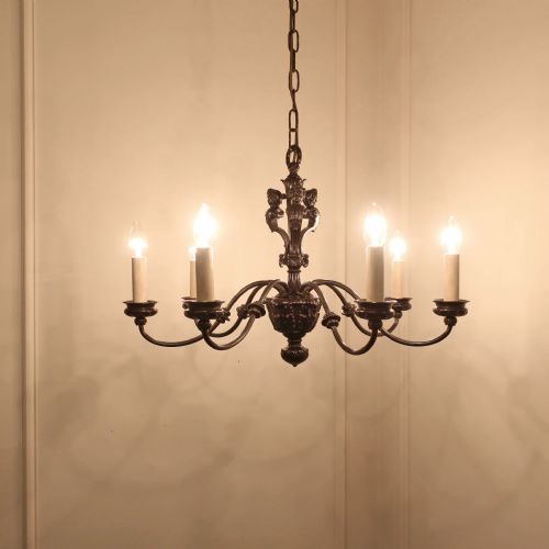 fig 1. French Bronzed Seven Arm Chandelier - Two available