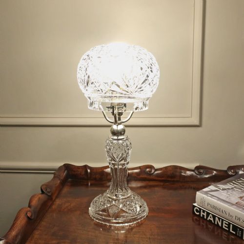 fig 1. Art Deco Cut Crystal Glass Mushroom Table Lamp