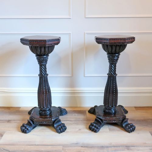 Pair of Georgian Oak Candle Stands