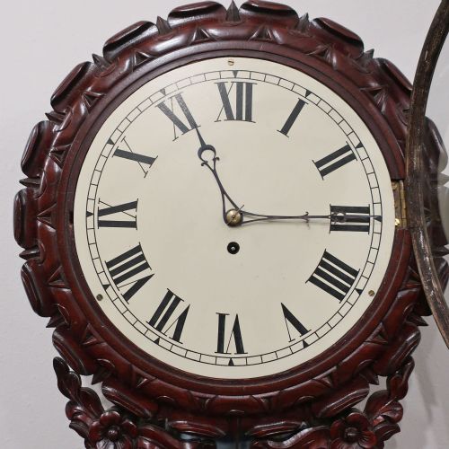VICTORIAN MAHOGANY TIMEPIECE DROP DIAL WALL CLOCK - ADDITIONAL PHOTO 3