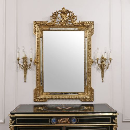 French Louis Xvi Style Giltwood Overmantel Wall Mirror