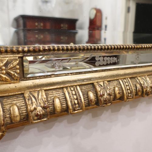 fig 1. French Louis XVI Style Giltwood Overmantel Wall Mirror