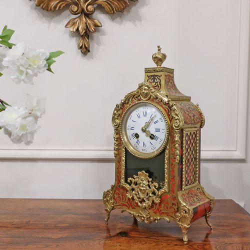 French 19th Century Louis Xiv Style Boulle Mantel Clock by Vincenti